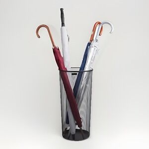 Umbrella Stand, Walking Cane Rack, Wrapping Paper Holder, Entryway, Metal, Black